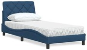 vidaXL Cama com colchão 80x200 cm tecido azul