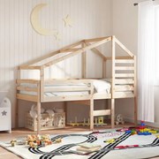 vidaXL Cama alta com telhado 80x200 cm pinho maciço