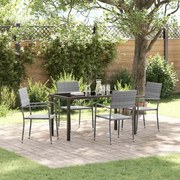 vidaXL Conjunto de Jantar de 5 Peças em Cinza, feito de Rattan Sintético.