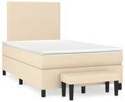 Cama boxspring com colchão 120x190 cm tecido cor creme