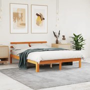 Cama sem colchão 140x200 cm madeira pinho maciça castanho-mel
