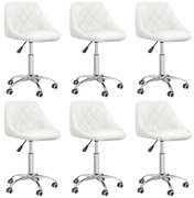 Cadeiras de jantar giratórias 6 pcs couro artificial branco