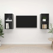 vidaXL Armários de parede p/ TV 2pcs derivados madeira cinza brilhante