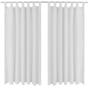 Cortinas de cetim com laços, 2 pcs, branco 140 x 225 cm