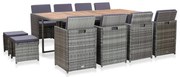 vidaXL 13 pcs conjunto jantar exterior vime e madeira acácia antracite