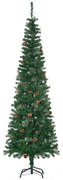 HOMCOM Árvore de Natal Artificial 195 cm Árvore de Natal com 556 Ramos Árvore de Natal Slim com 25 Pinhas Base Dobrável Ø54x195 cm Verde