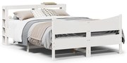 vidaXL Estrutura cama c/ cabeceira 135x190 cm pinho maciço branco