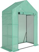 Outsunny Estufa de Jardim 143 x 73 x 195 cm com 2 Prateleiras, Verde | Aosom Portugal
