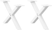 vidaXL Pés para mesa de centro em formato de X, 2 peças, branco, 60x (30-31) cm, aço