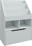 HOMCOM Estante infantil com gaveta, estante com compartimentos, 60 x 29,9 x 90 cm, Cinza | Aosom Portugal