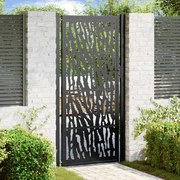 vidaXL Portão de jardim 105x205 cm projeto de traço de aço preto