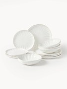 Conjunto de loiça em porcelana com relevo Sali, 4 pessoas, 12 uni.