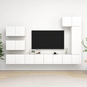 vidaXL 8 pcs conjunto de móveis de TV derivados de madeira branco