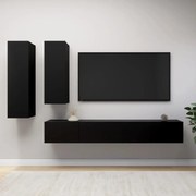 vidaXL 4 pcs conjunto de móveis de TV derivados de madeira preto