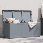 vidaXL Caixa de arrumação para jardim 270 L PP aparência de madeira cinzento