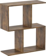 HOMCOM Mesa de apoio em forma de S, mesa estreita de 3 níveis com compartimentos para sala de estar e quarto, Castanho rústico | Aosom Portugal