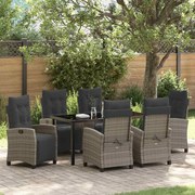 vidaXL Conjunto de Jantar de Jardim com 7 Peças em Rattan de Poliéster Cinza