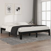 Estrutura de cama 160x200 cm pinho maciço preto