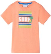 T-shirt para criança laranja-néon 128