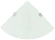 vidaXL Prateleiras canto 2 pcs suportes cromados 35x35cm vidro branco