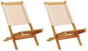 vidaXL Cadeiras de jardim 2 pcs acácia maciça/tecido bege