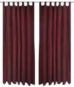 Cortinas de cetim com laços, 2 pcs, bordô, 140 x 245 cm
