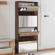 vidaXL Sapateira c/ espelho 4 divisórias 63x17x134cm carvalho castanho