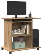 vidaXL Mesa para computador carvalho artesanal 80x50x75 cm