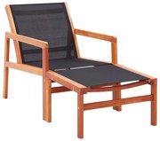 vidaXL Cadeira de jardim c/ apoio pés eucalipto maciço/textilene preto