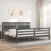 Estrutura de cama com cabeceira 200x200 cm madeira maciça cinza