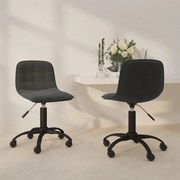 Cadeiras de jantar giratórias 2 pcs veludo cinzento-escuro