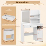 Mesa de cabeceira moderna de meados do século com gaveta de armazenamento e compartimento aberto - natural