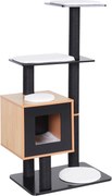 PawHut Arranhador para Gatos Sisal Natural Centro de Atividades Toca Plataformas Jogo de Bolinhas Suspensas 71,5x49,5x120 cm Preto | Aosom Portugal