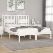 Estrutura de cama 140x190 cm madeira de pinho maciça branco