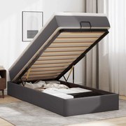 vidaXL Estrutura de cama otomana com colchão cinza couro falso