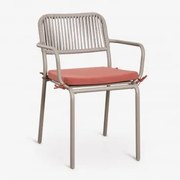 Pack De 4 Cadeiras De Jardim Empilháveis Com Braços Em Corda Trançada Arhiza Castanho Moka - Terracota - Sklum