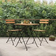 vidaXL Cadeiras de bistrô dobráveis 2 pcs madeira de teca maciça e aço