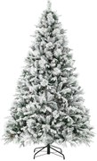 Árvore de Natal artificial de 150 cm com luzes, neve, pinhas e frutas vermelhas