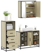 vidaXL 3 pcs conj. móveis casa banho derivados madeira carvalho sonoma