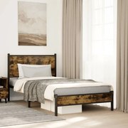 vidaXL Estrutura de cama sem colchão 100x190 cm metal carvalho fumado