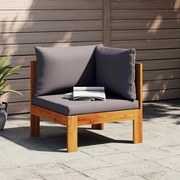 vidaXL Sofá de canto p/ jardim c/ almofadões madeira de acácia maciça