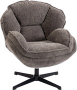 HOMCOM Poltrona Wingback Moderna, Poltrona com Braços em Veludo e Base Estrela de Quatro Pontas, Molas em S, Função de Giro 360°, Cinza | Aosom Portugal