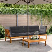 vidaXL Sofás canto paletes p/ jardim 2 pcs c/ almofadões acácia maciça