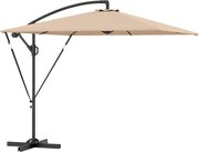 Outsunny Guarda-chuva Grande de Jardim em Balanço 2,5x2,5 m com Manivela Inclinável e Giratório com Cobertura Cáqui | Aosom Portugal