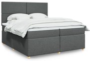 vidaXL Cama com molas/colchão 200x200 cm tecido cinzento-escuro