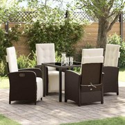 Conjunto de Jantar de Jardim vidaXL com Almofadas Castanho Rattan