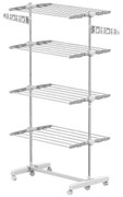 HomCom Estendal de Roupa 4 níveis com Rodinhas tipo Pendurador Móvel Branco e Aço Inoxidável (80-142)x55x172 cm | Aosom Portugal