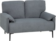 HOMCOM Sofá 2 Lugares, Sofá de Sala Estofado com Apoios de Braço Almofadados, Efeito Veludo, 127 x 72 x 84 cm, Cinza | Aosom Portugal