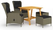 vidaXL 5 pcs conjunto de jantar para jardim castanho