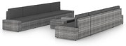 vidaXL 9 pcs conjunto lounge de jardim c/ almofadões vime PE cinzento